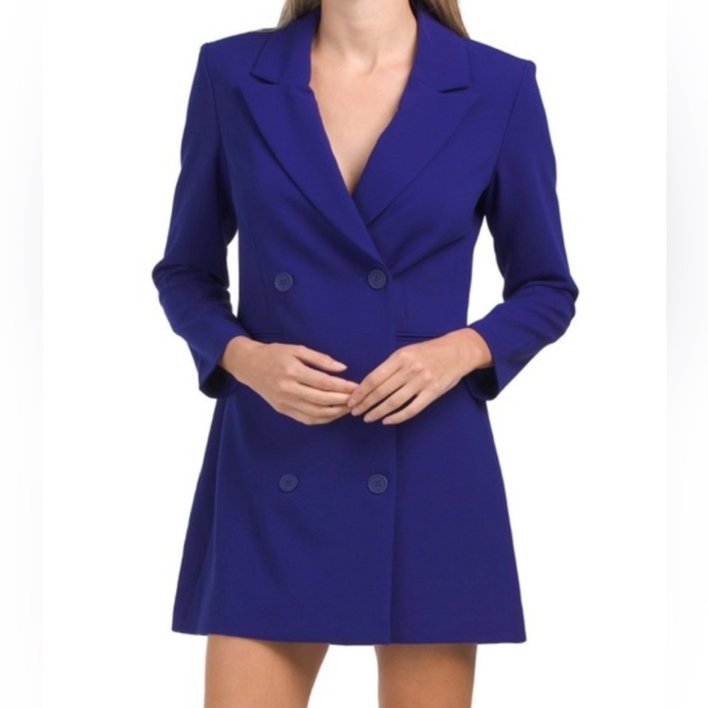 Purple Double-Breasted Blazer Dress